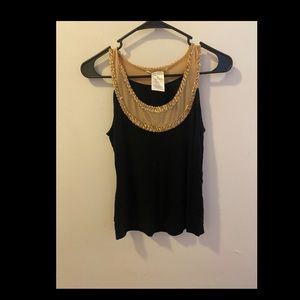 Sequin/mesh trim top